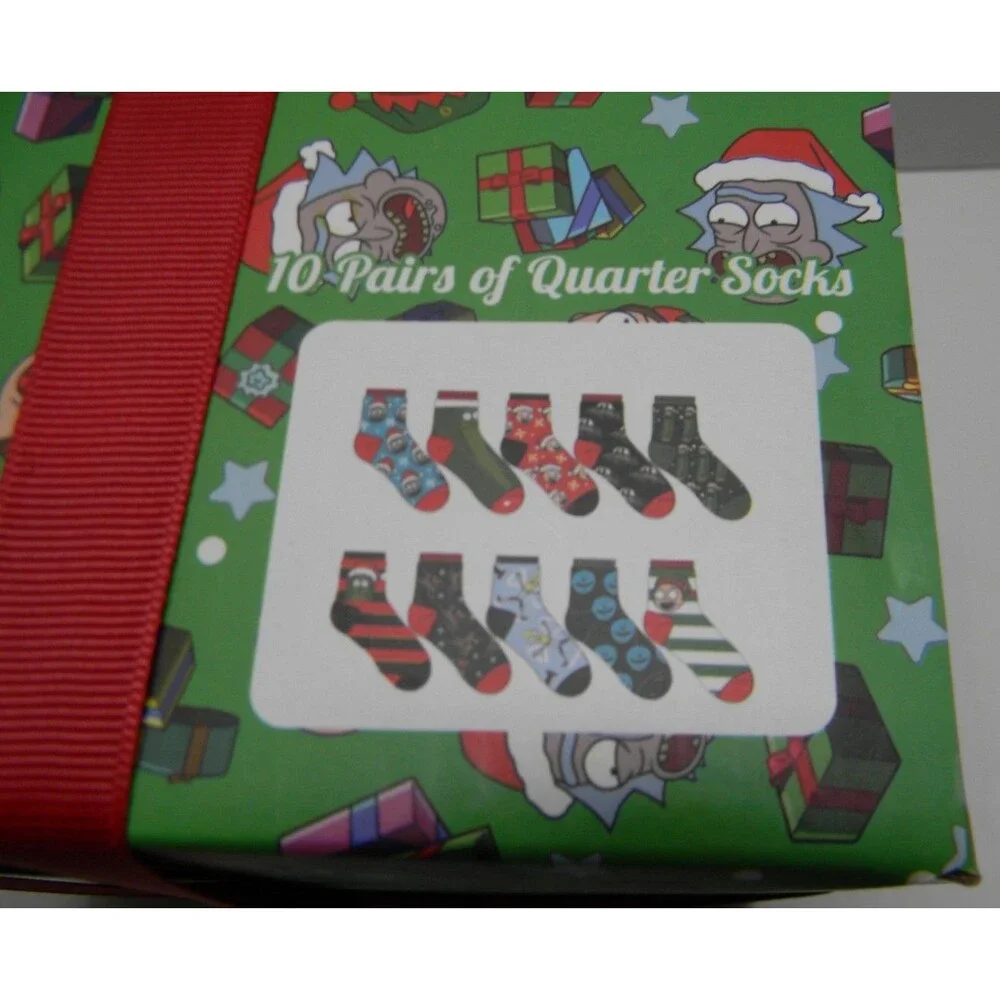 Rick and Morty 10 pairs of Quarter Socks Christmas Gift Box NIB